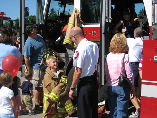Kids can touch a fire truck 